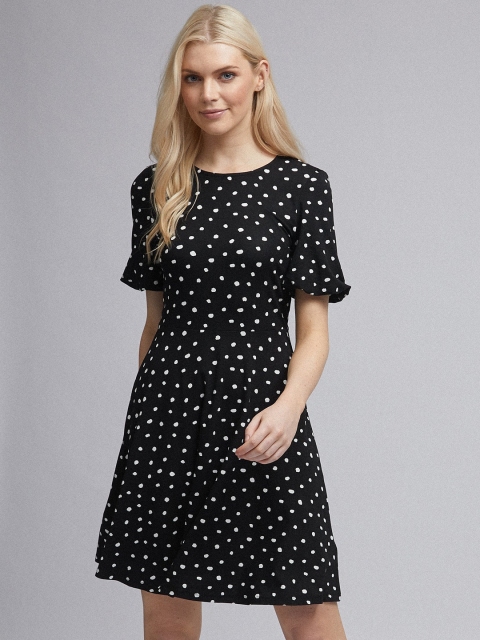 

DOROTHY PERKINS Women Black & White Printed A-Line Dress