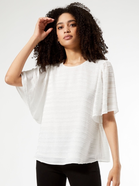 

DOROTHY PERKINS Women Off-White Self-Striped Top