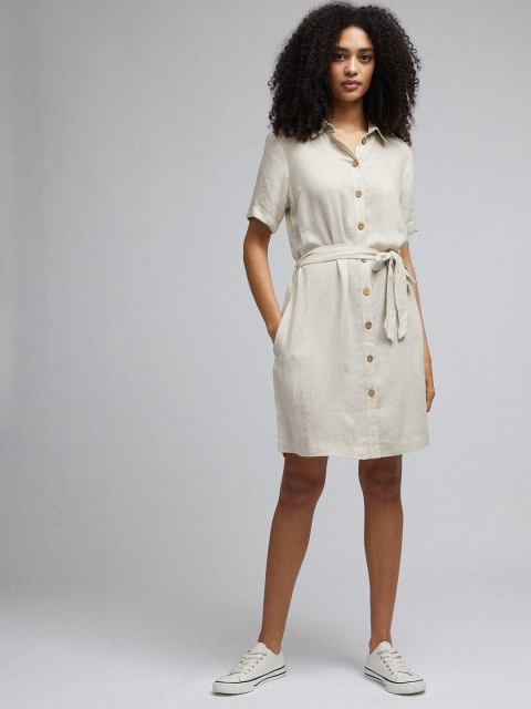 

DOROTHY PERKINS Women Off-White Solid Shirt Dress