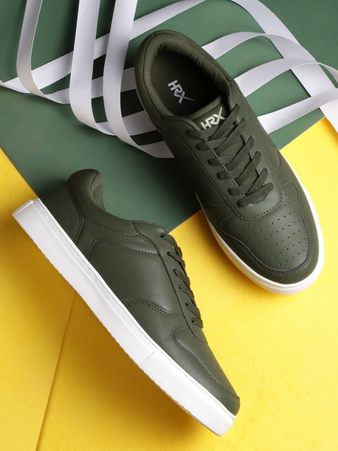 

HRX by Hrithik Roshan Men Olive Green Perforated Sneakers