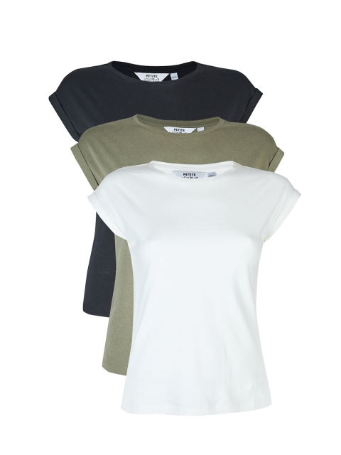 

DOROTHY PERKINS Women Pack Of 3 Solid Petite T-shirts, Black