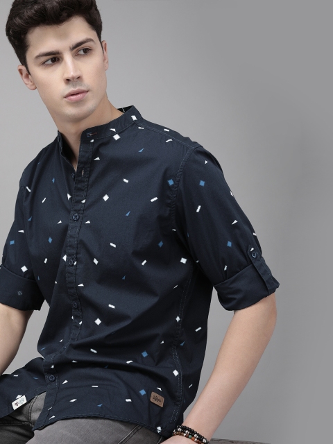 

Roadster Men Navy Blue Regular Fit Printed Casual Shirt