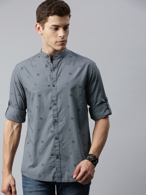 

Roadster Men Charcoal Regular Fit Printed Casual Shirt