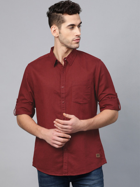 

Roadster Men Maroon Regular Fit Solid Casual Shirt