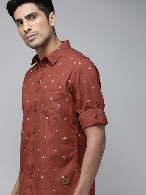 

Roadster Men Brown Regular Fit Printed Casual Shirt