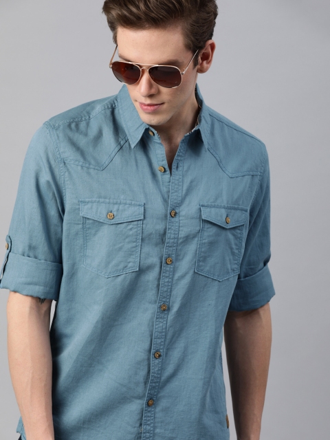

Roadster Men Blue Regular Fit Solid Casual Shirt