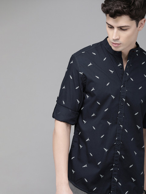 

Roadster Men Navy Blue Regular Fit Printed Casual Shirt