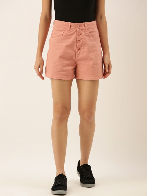 

Moda Rapido Women Peach-Coloured Solid Regular Fit Chino Shorts