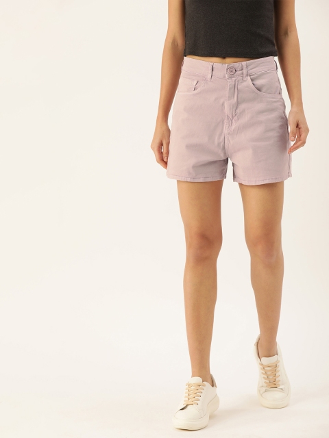 

Moda Rapido Women Lavender Solid Regular Fit Chino Shorts