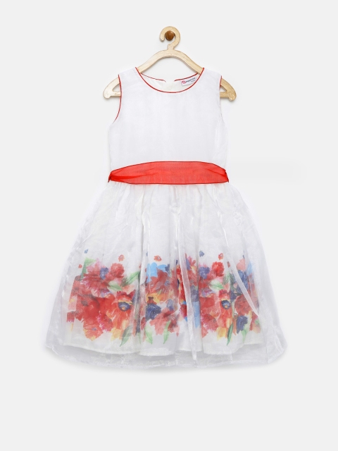 

Peppermint Girls White Printed Fit & Flare Dress