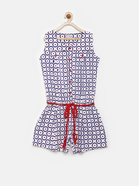 

Peppermint Girls White & Navy Printed Playsuit