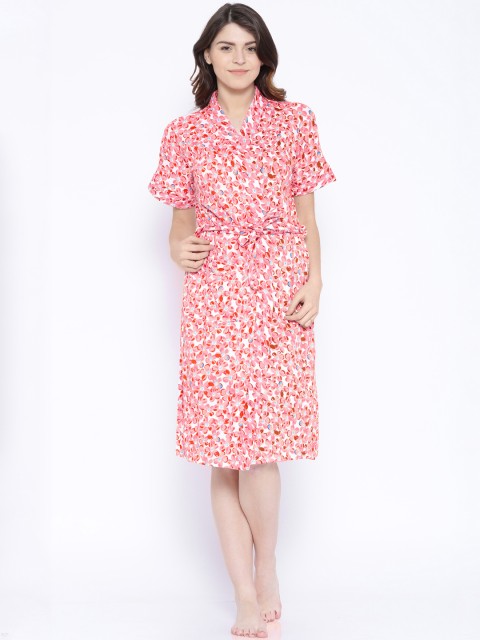 

Sand Dune Pink & White Floral Print Bathrobe