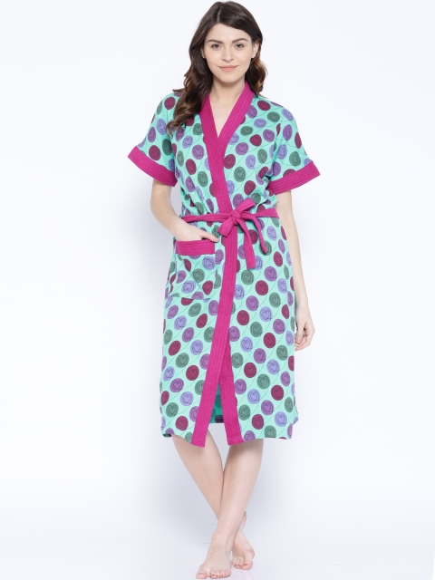 

Sand Dune Blue Floral Print Bathrobe