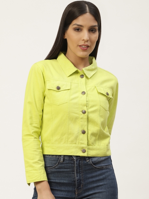 

ANTS Women Lime Green Solid Denim Jacket