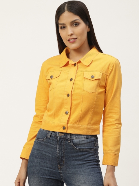 

ANTS Women Mustard Yellow Solid Denim Jacket