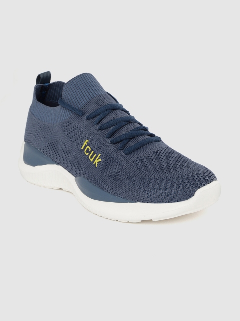 

French Connection Men Navy Blue Woven Design Sneakers