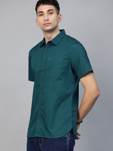 

WROGN Men Teal Green Regular Fit Solid Casual Shirt