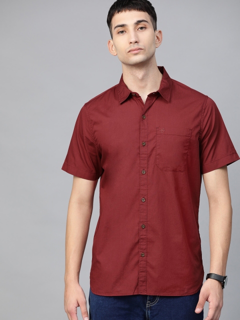

WROGN Men Maroon Regular Fit Solid Casual Shirt