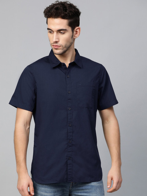 

WROGN Men Navy Blue Slim Fit Solid Casual Shirt