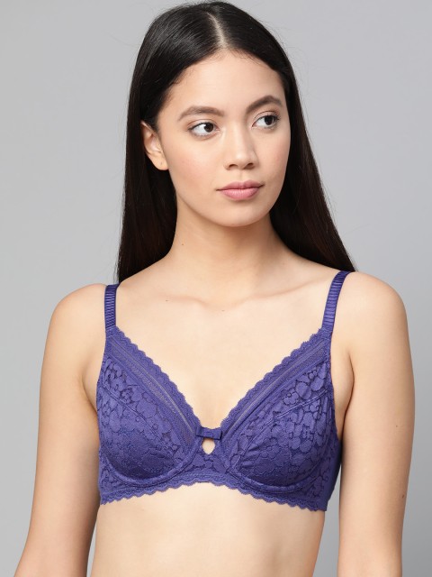 

Marks & Spencer Blue Lace Underwired Non Padded Everyday Bra T332716