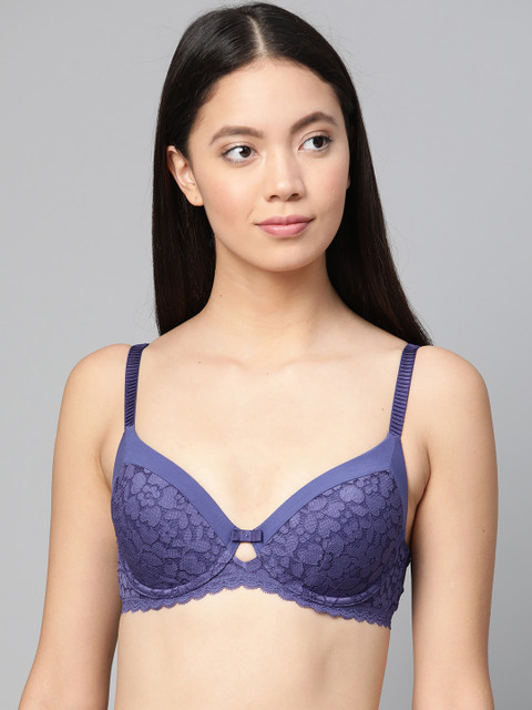 

Marks & Spencer Blue Lace Underwired Lightly Padded Everyday Bra T332255