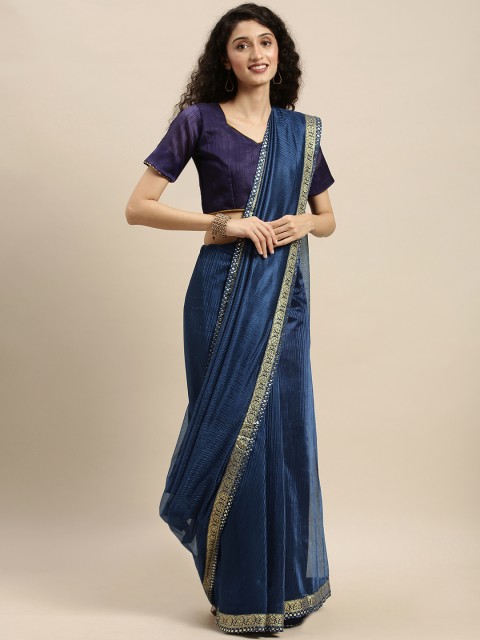 

Silk Bazar Navy Blue Solid Art Silk Saree