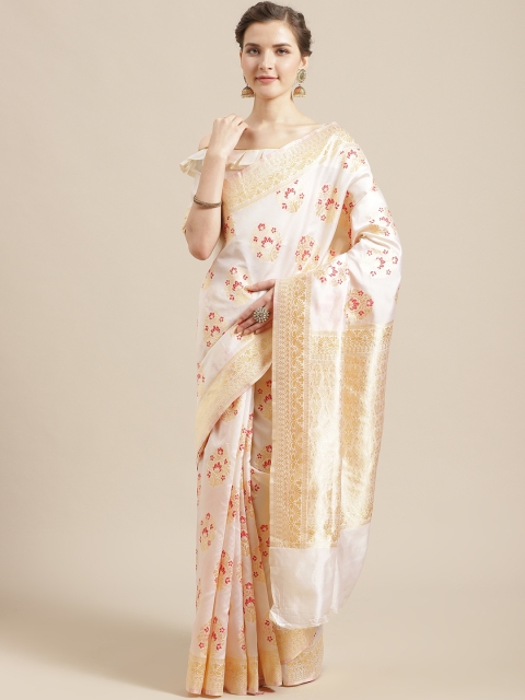 

SHAVYA Off-White & Red Pure Silk Woven Design Kasavu Saree