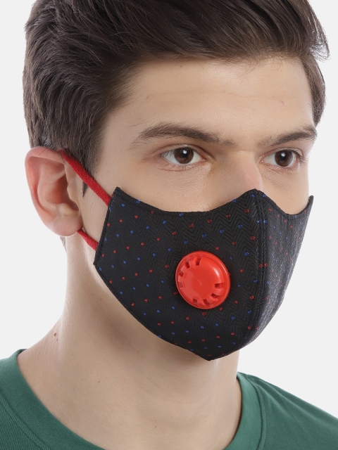 

LUXURAZI Unisex Black & Red Patterned Reusable Certified 5-Ply Protective Outdoor Mask