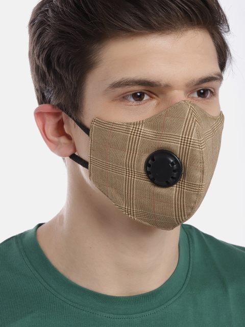 

LUXURAZI Unisex Beige Checked 5 Layered Reusable Protective Outdoor Mask