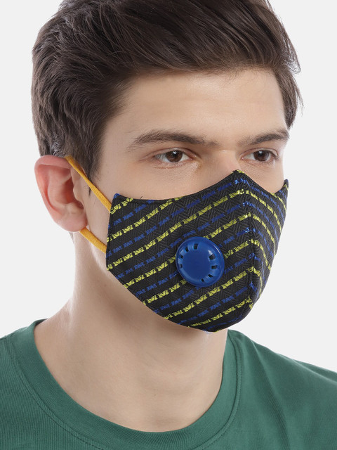 

LUXURAZI Unisex Black & Yellow Striped Reusable Certified 5-Ply Protective Outdoor Mask