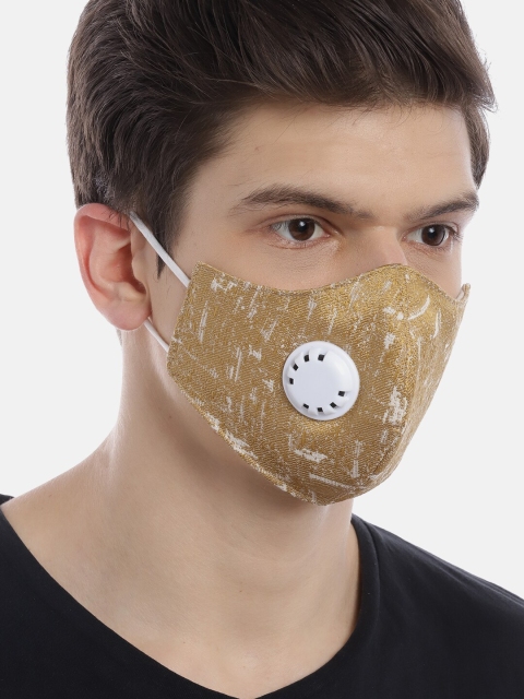 

LUXURAZI Unisex Beige & White Patterned Reusable Certified 5-Ply Protective Outdoor Mask