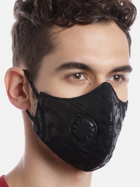 

LUXURAZI Unisex Black Patterned Reusable Certified 5-Ply Protective Outdoor Mask