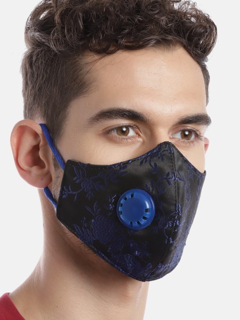 

LUXURAZI Unisex Black & Navy Certified 5-Ply Reusable Woven Design Protective Fashion Mask