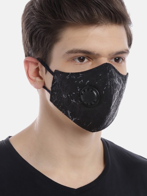 

LUXURAZI Unisex Black & Grey Certified 5-Ply Reusable Printed Protective Fashion Mask