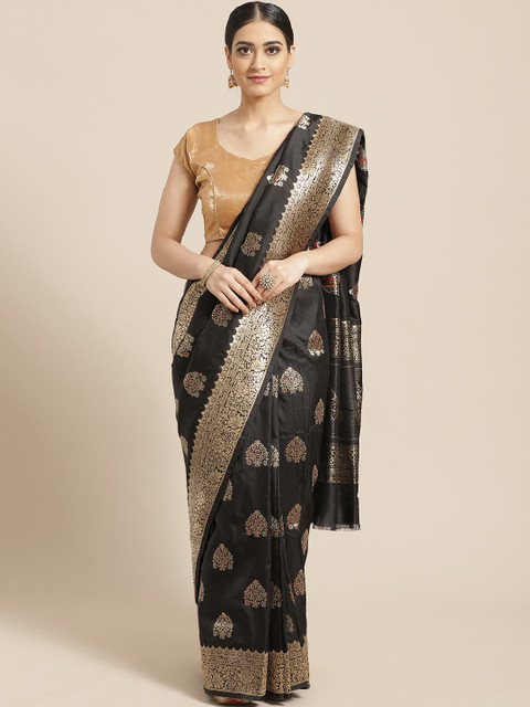

PACHE Black & Golden Zari Woven Design Banarasi Saree