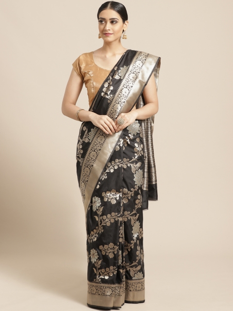 

PACHE Black & Golden Zari Woven Design Banarasi Saree