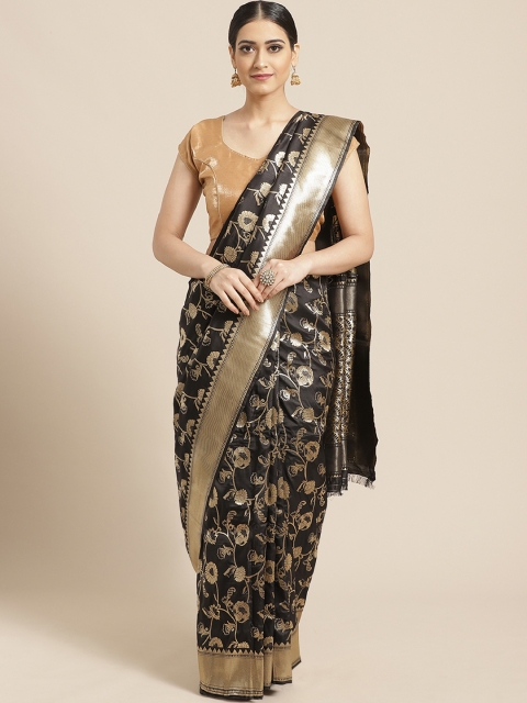

PACHE Black & Golden Zari Woven Design Banarasi Saree