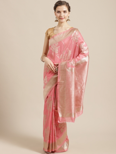 

PACHE Pink & Golden Zari Woven Design Banarasi Saree