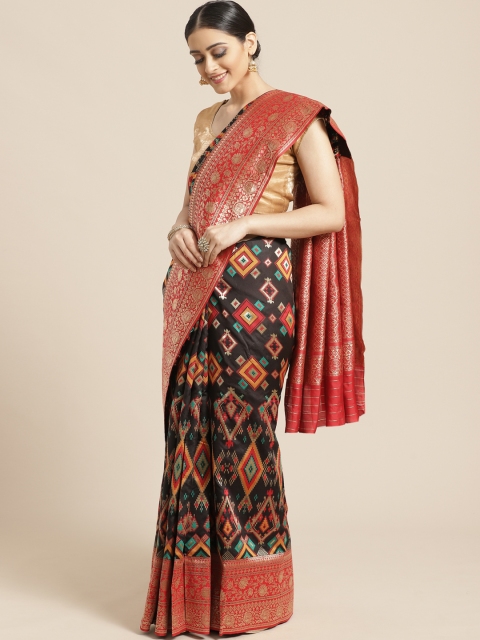 

PACHE Black & Red Woven Design Banarasi Saree