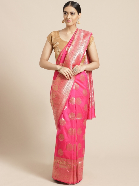 

PACHE Pink & Golden Zari Woven Design Banarasi Saree