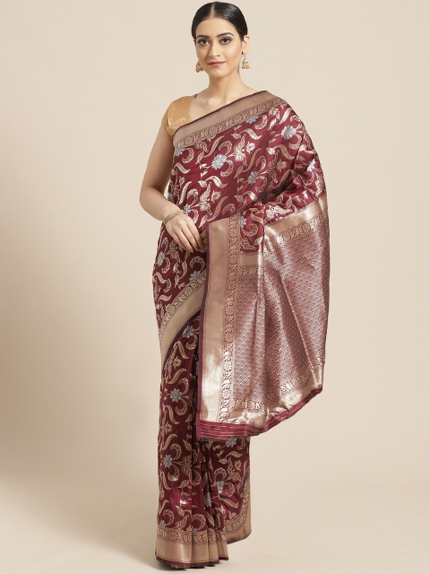 

PACHE Maroon & Golden Zari Woven Design Banarasi Saree