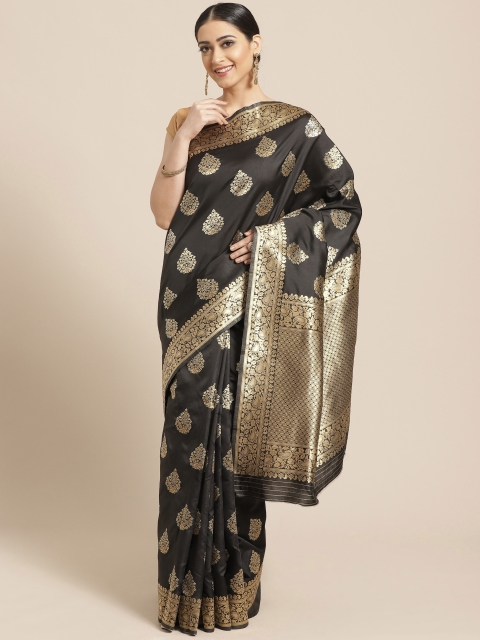 

PACHE Black & Golden Zari Woven Design Banarasi Saree