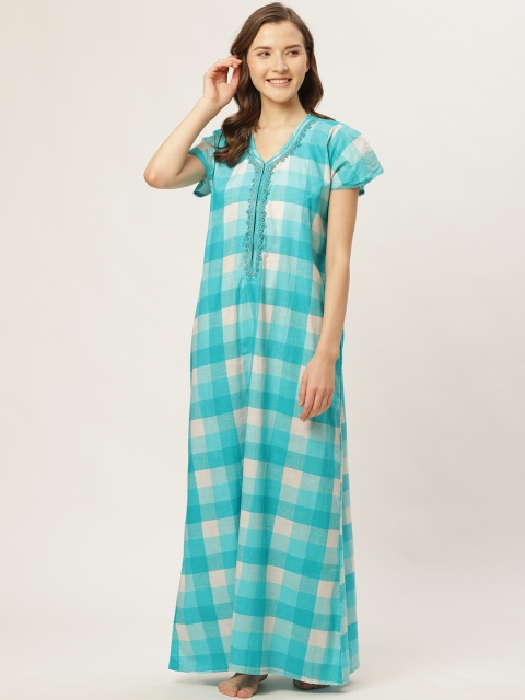 

Sweet Dreams Blue & White Checked Maxi Nightdress