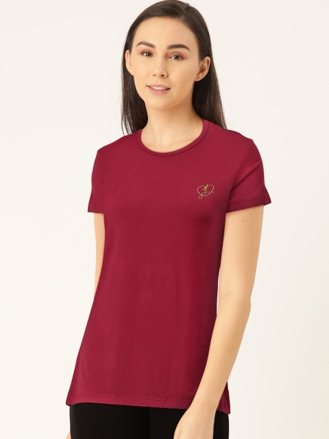 

Sweet Dreams Women Burgundy Solid Lounge T-shirt