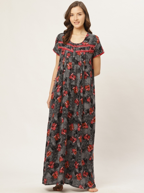 

Sweet Dreams Black & Pink Printed Nightdress