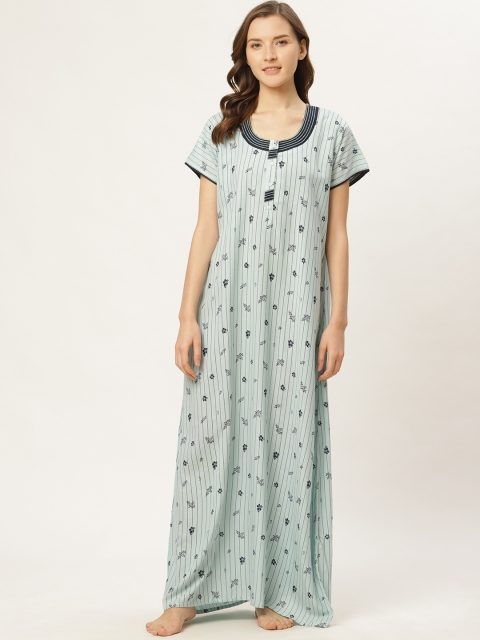 

Sweet Dreams Green & Black Striped Maxi Nightdress