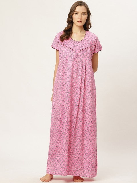 

Sweet Dreams Pink & Off-White Floral Print Maxi Nightdress