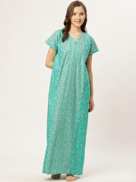 

Sweet Dreams Green & Grey Floral Print Maxi Nightdress