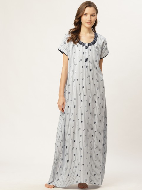 

Sweet Dreams Grey & Navy Blue Striped Nightdress