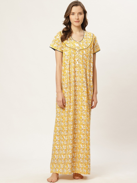 

Sweet Dreams Yellow & White Printed Nightdress